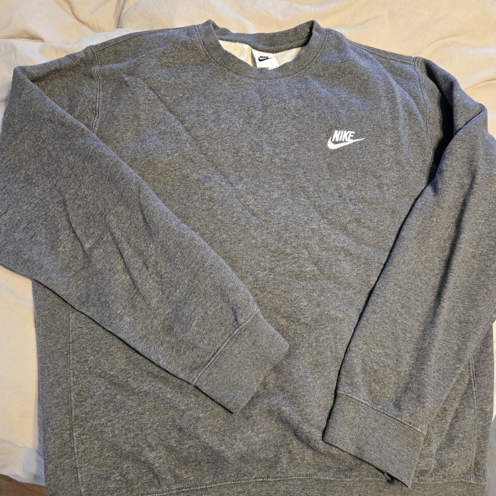 Nike Gray Crewneck Pullover Sweatshirt with Black Logo